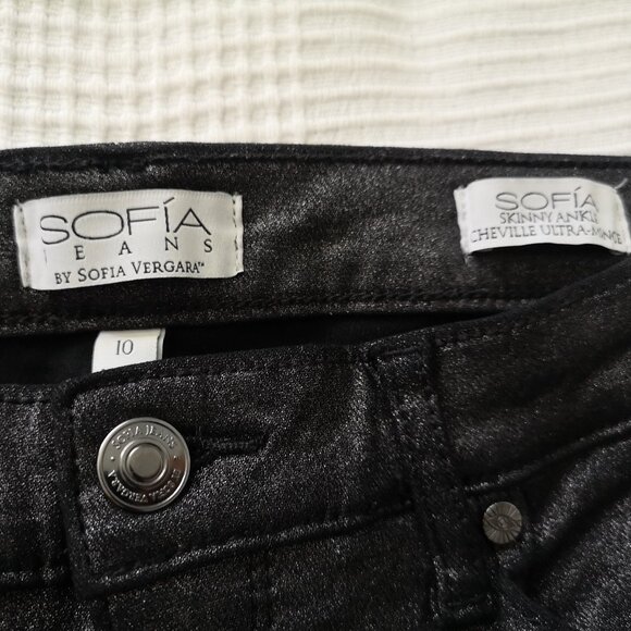 Black Silver Sofia Vergara Jeans Skinny Ankle Cheville Ultra Mince Denim Pants - Picture 5 of 8